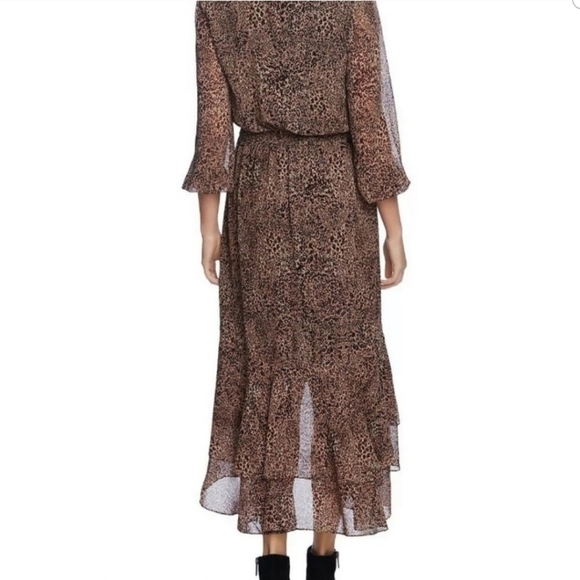 1. STATE Leopard Print Ruffled Smock Waist Midi Evening Dress NWT Medium - Picture 2 of 11